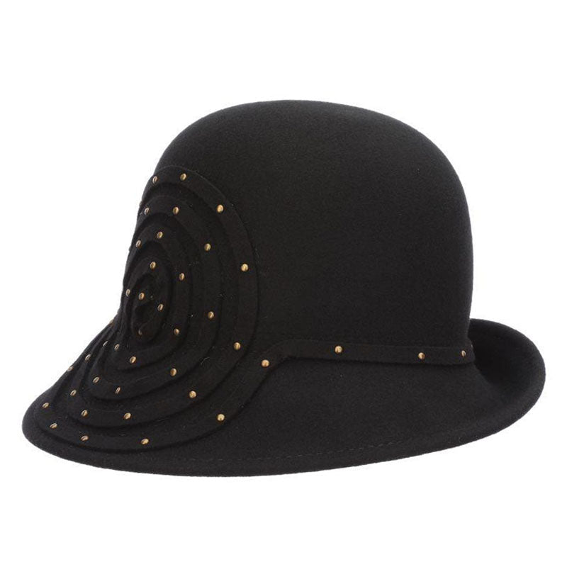 Black wool asymmetric hat, vintage Philip Treacy Vintage Black Wool Fringed Ribbon Asymmetrical  main image 4