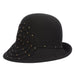 Studded Asymmetrical Brim Wool Felt Cloche - Callanan Hats, Cloche - SetarTrading Hats 
