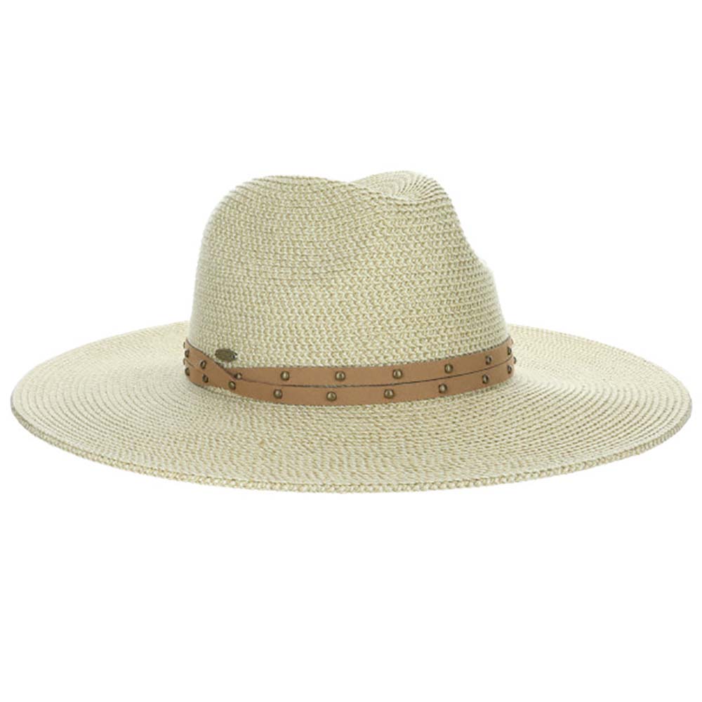 Studded Band Wide Brim Safari Hat  - Scala Hats Safari Hat Scala Hats LP354-NAT Natural tweed Medium (57 cm) 