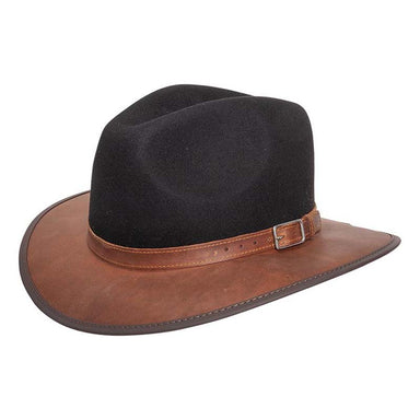Summit Safari Wool and Leather Hat, Coal - American Outback Wool Hat Safari Hat Head'N'Home Hats summitBO Charcoal S (54-55 cm) 
