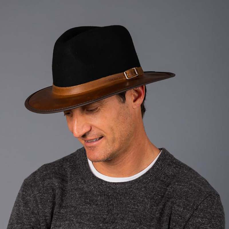 Summit Safari Wool and Leather Hat, Coal - American Outback Wool Hat, Safari Hat - SetarTrading Hats 