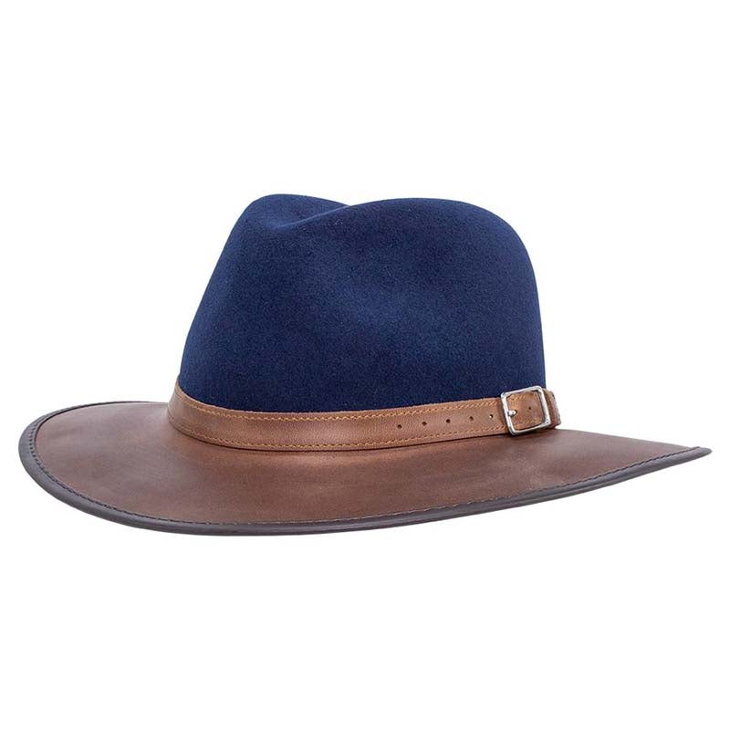 Summit Safari Wool and Leather Hat, Navy - American Outback Safari Hat Head'N'Home Hats summitnvM Navy L (58-59 cm) 