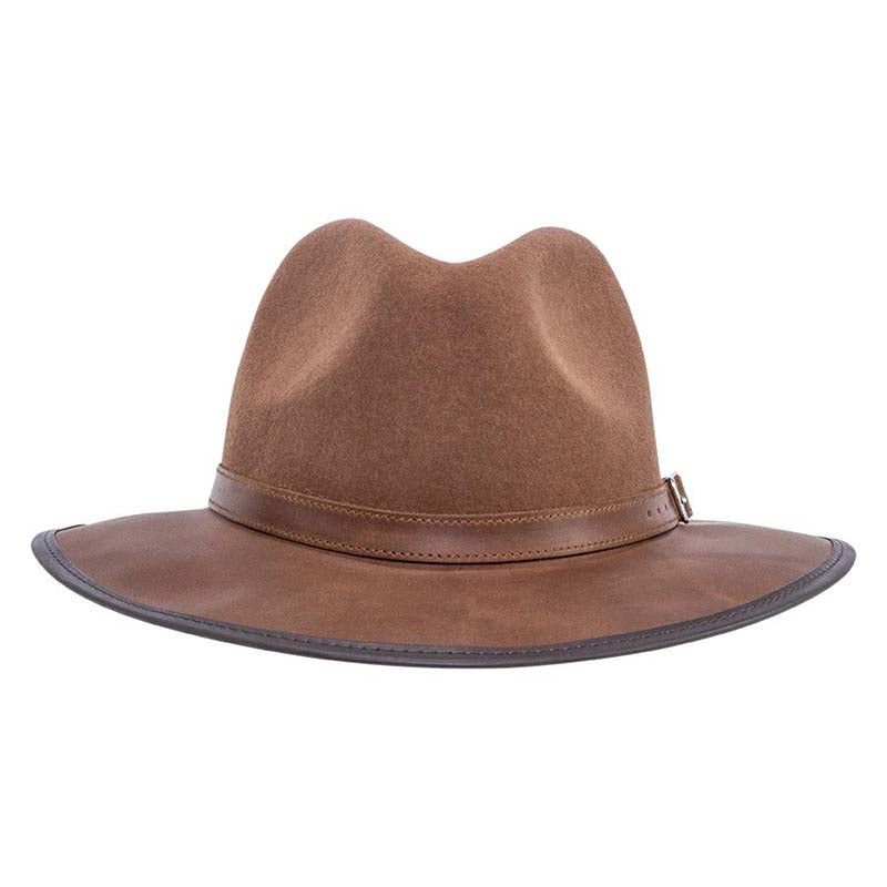 Summit Safari Wool and Leather Hat, Saddle - American Outback Wool Hat Safari Hat Head'N'Home Hats    
