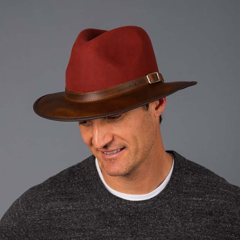 Summit Safari Wool and Leather Hat, Sangria - American Outback Safari Hat Head'N'Home Hats