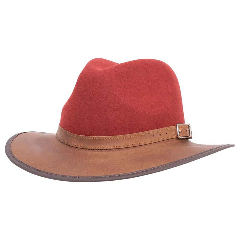 Summit Safari Wool and Leather Hat, Sangria - American Outback Safari Hat Head'N'Home Hats summitBO Sangria M (57-58 cm)