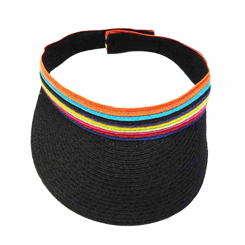 Sun Visor with Rainbow Color Band - Boardwalk Hats Visor Cap Boardwalk Style Hats DA542BK Black  
