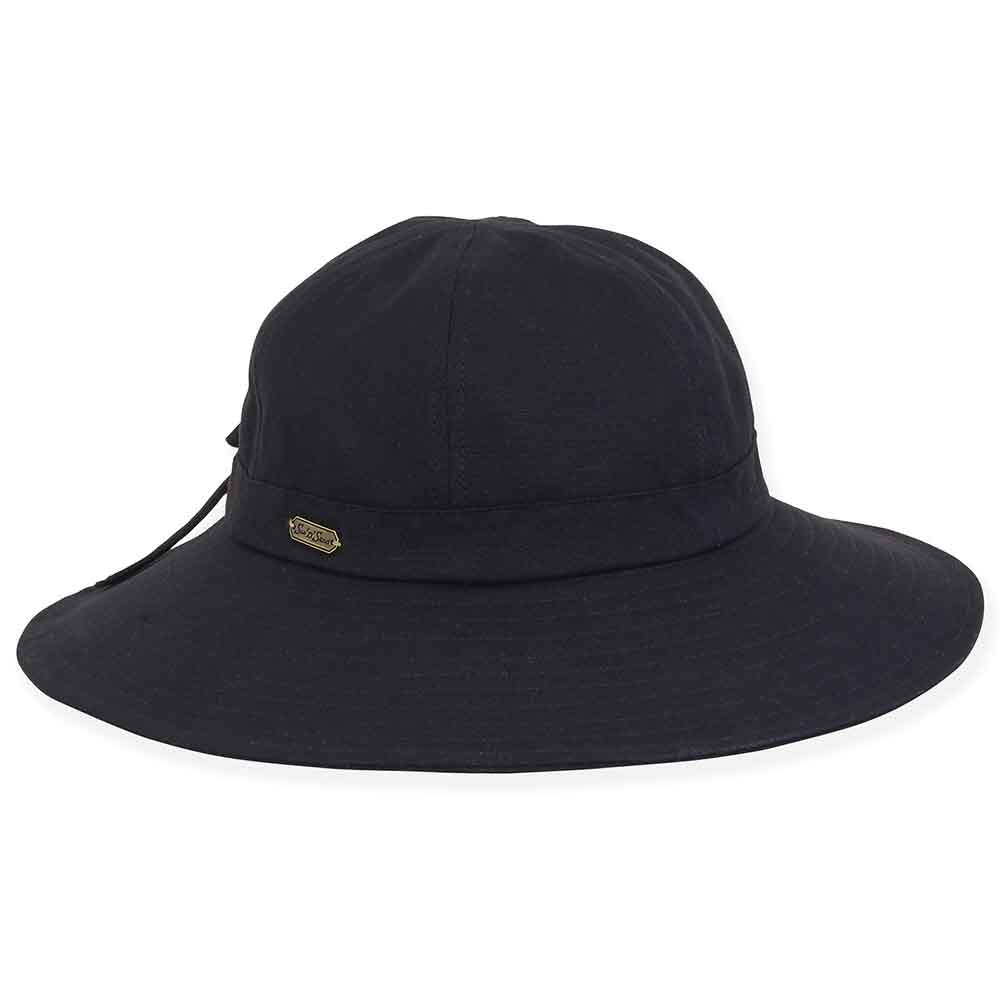 Sunshine Cotton Sun Hat with Split Brim - Sun 'n' Sand Hats Facesaver Hat Sun N Sand Hats HH2912C Black OS 