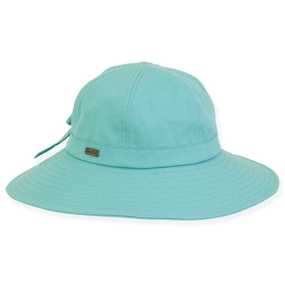 Sunshine Cotton Sun Hat with Split Brim - Sun 'n' Sand Hats Facesaver Hat Sun N Sand Hats HH2912E Blue OS 