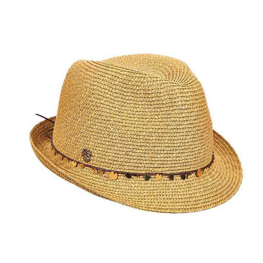 Tommy Bahama Gold Trinkets Trilby Hat for Women Fedora Hat Tommy Bahama Hats TBWL42tt Toast  