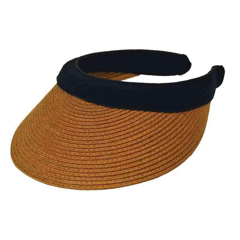 Straw Clip On Sun Visor with Contrast Stitching - Karen Keith Hats Visor Cap Great hats by Karen Keith TV88BN Brown  