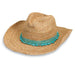 Tahiti Cowboy Raffia Hat - Wallaroo Hats Cowboy Hat Wallaroo Hats WSTAHCOTQ Turquoise M/L (58 cm) 