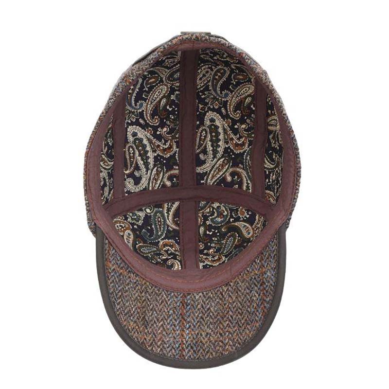 Stetson Cappellino in Pelle Harris Tweed Uomo - Berretto Baseball Fibbia Metallo, con Visiera, Visiera Autunno/Inverno Inverno - Taglia Unica Marrone Scuro