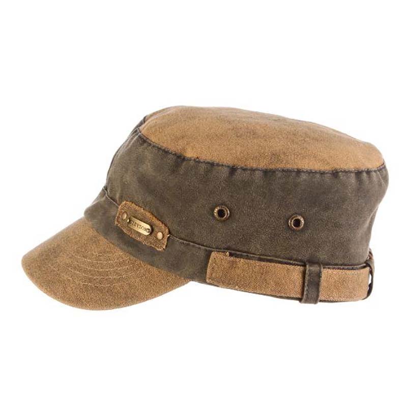 Tarp Cloth Cadet Cap with Plaid Lining - Stetson Hats Cap Stetson Hats STW353 Brown S/M 