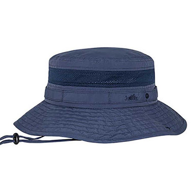 Taslon Jungle Bucket Hat with Snap Brim, 2XL - Juniper UV Hats Bucket Hat MegaCI J7263NV Navy XX-Large (24") 