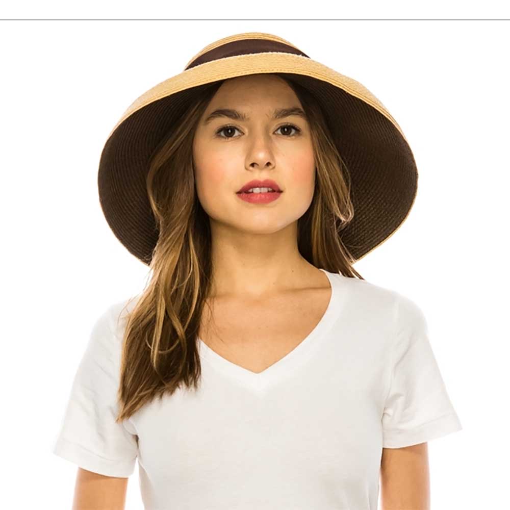 Tiffany Style Two Tone Summer Hat - Boardwalk Styles Wide Brim Hat Boardwalk Style Hats    