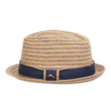 Tommy Bahama Woven Straw Fedora with TB Marlin Pin Fedora Hat Tommy Bahama Hats TBW264OSl Natural L/XL (23 1/4") 