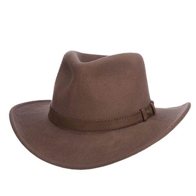 Tucson Crushable Water Repellent Wool Felt Outback Hat - Scala Hat Safari Hat Scala Hats DF185-KAKI2 Khaki Medium (57 cm) 