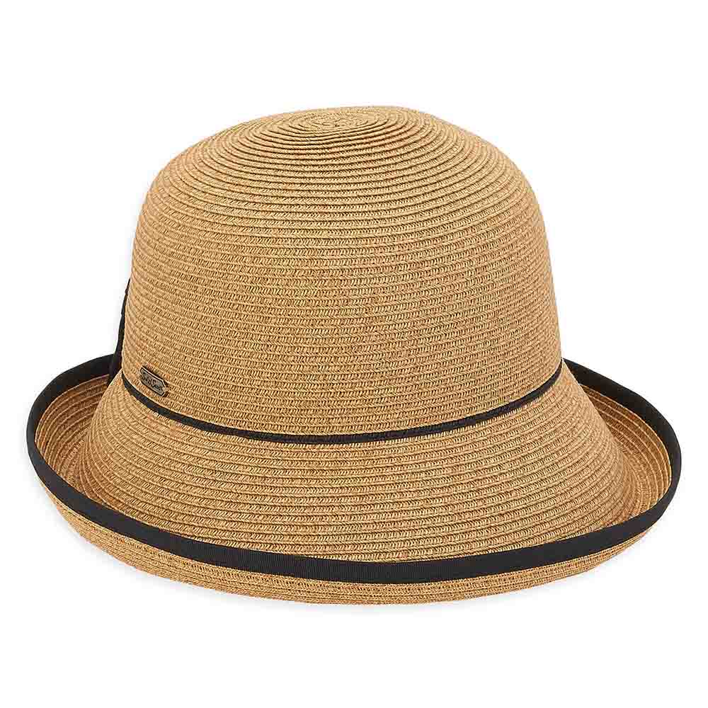 Turned Up Split Brim Summer Cloche Hat - Sun 'N' Sand Hat Cloche Sun N Sand Hats HH2538A Tan Medium (57 cm) 