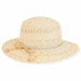 Turquoise Cross Stitch Straw Floppy Hat for Petites - Sunny Dayz™ Wide Brim Sun Hat Sun N Sand Hats HK444 Turquoise Small (54 cm) 