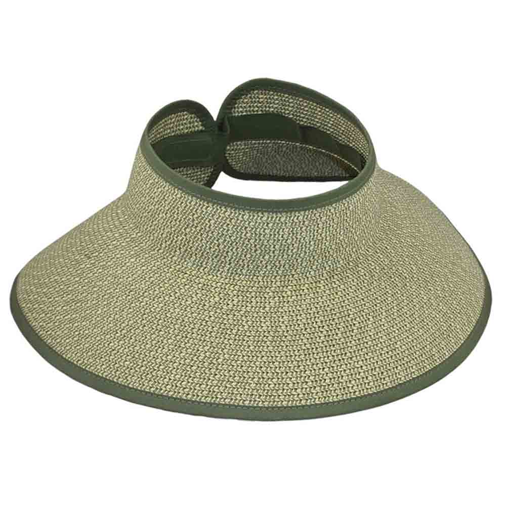 Tweed Roll-Up Wrap Around Sun Visor Hat - JSA Hats Green Tweed / Os