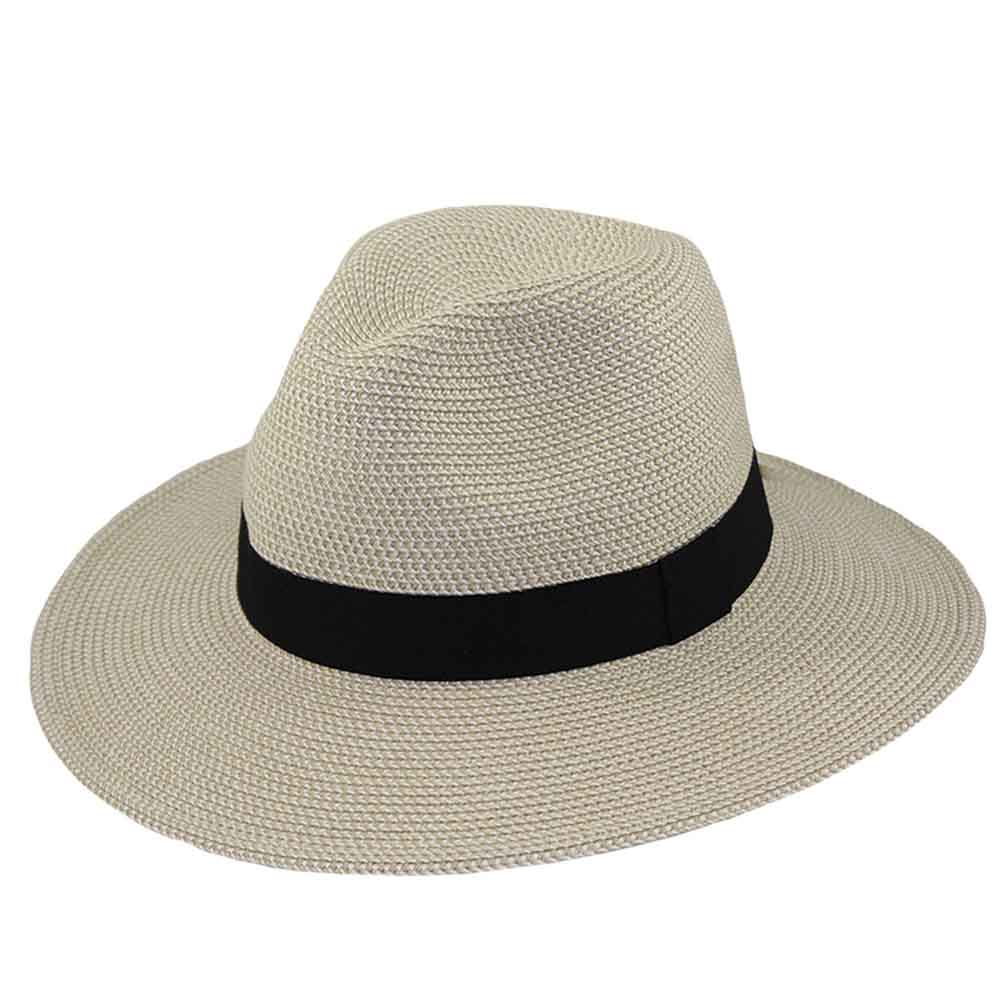 Tweed Straw Safari Hat - Jeanne Simmons Hats Safari Hat Jeanne Simmons js8250wh White tweed  