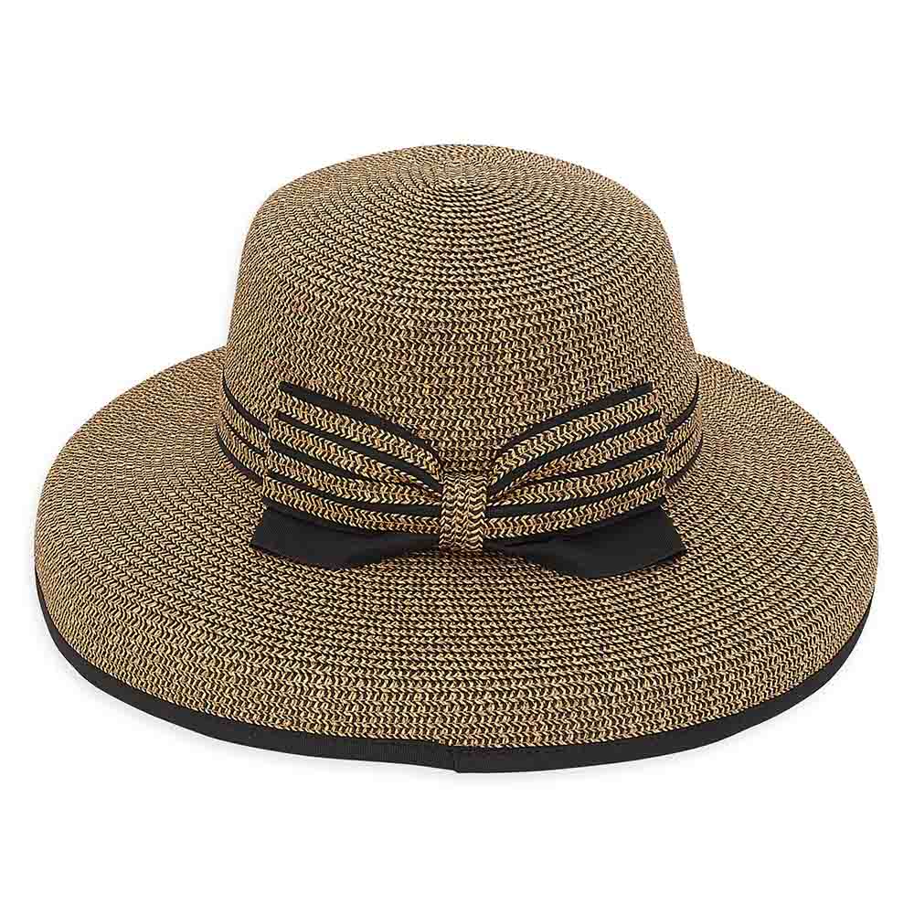 Tweed Straw Tiffany Brim Summer Hat - Sun 'N' Sand Hats Wide Brim Hat Sun N Sand Hats HH2536B Black Tweed Medium (57 cm) 