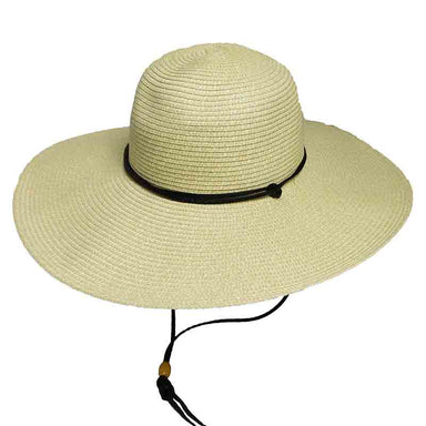 Heather Floppy Sun Hat with Chin Strap - Milani Hats Wide Brim Sun Hat Milani Hats BB005nt Natural Heather Medium (57 cm)