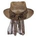 Twisted Seagrass Gambler Hat with Animal Print Bow - Scala Hats Gambler Hat Scala Hats    