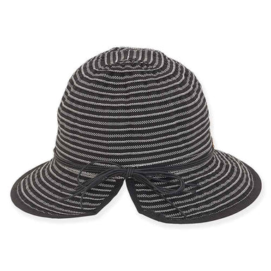 Two Tone Fabric Ribbon Split Brim Summer Hat - Sun 'N' Sand Hats, Cloche - SetarTrading Hats 