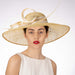 Two Tone Light Gold and Ivory Sinamay Hat with Long Quill - KaKyCO Dress Hat KaKyCO    