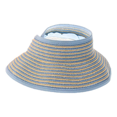 Two Tone Roll Up Wrap Around Sun Visor Hat for Kids - Boardwalk Hats Visor Cap Boardwalk Style Hats DA148-2K BLU Blue  