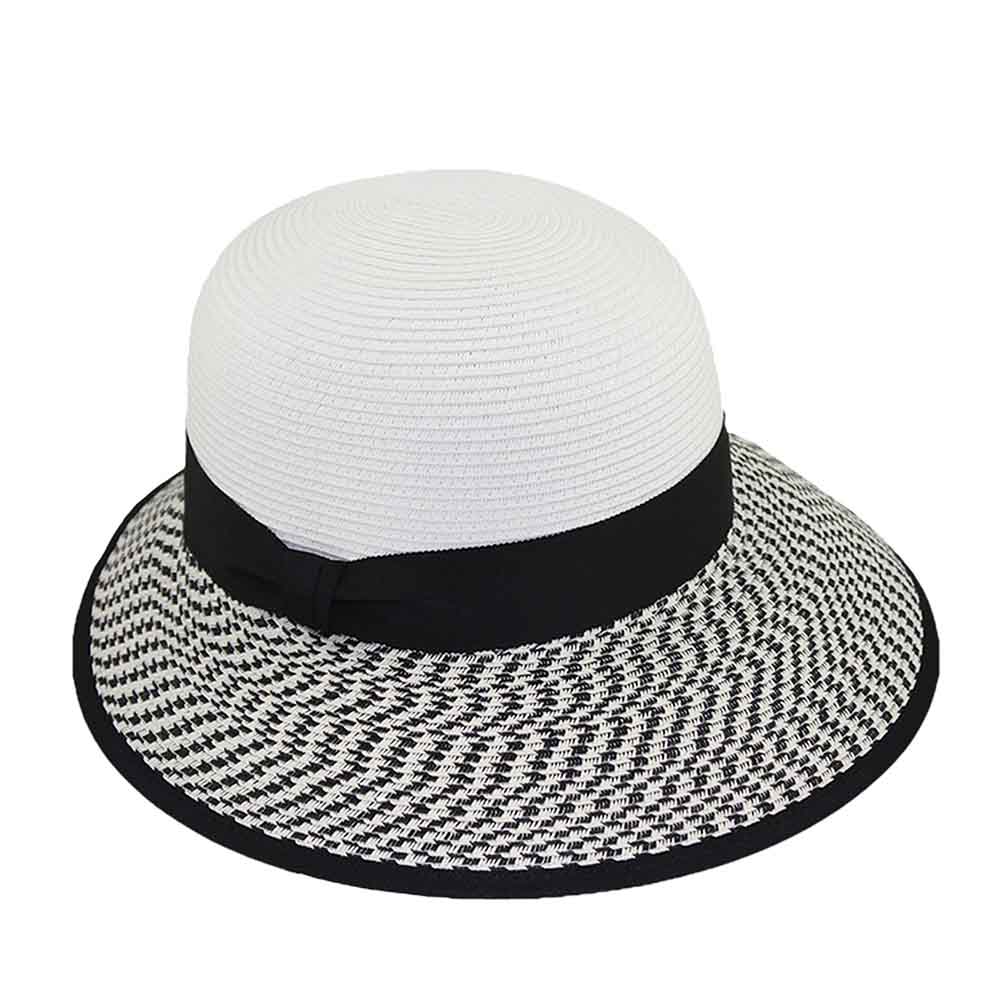 Two Tone Small Brim Facesaver Hat - Jeanne Simmons Hats Facesaver Hat Jeanne Simmons js8202BW White / Black  