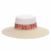 Two Tone Sun Hat with Floral Band - Cappelli Straworld Hats Wide Brim Sun Hat Cappelli Straworld LP330-ASST White OS (57 cm) 