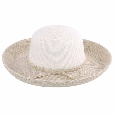 Two Tone Tweed Crown Kettle Brim Sun Hat - Jeanne Simmons Hats Kettle Brim Hat Jeanne Simmons js8211wh White  