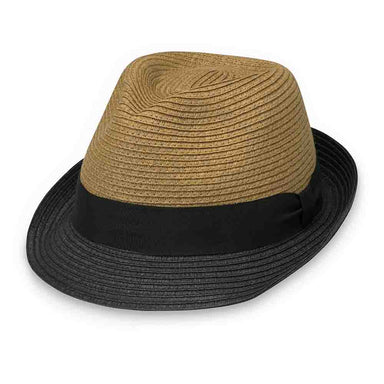 Two Tone Unisex Trilby Hat - Wallaroo Hats Fedora Hat Wallaroo Hats TIA Natural / Black M/L (58 cm) 