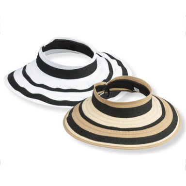 Two Tone Wrap Around Roll Up Sun Visor Hat - Jeanne Simmons Visor Cap Jeanne Simmons JS6603 White  