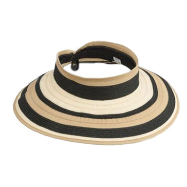 Two Tone Wrap Around Roll Up Sun Visor Hat - Jeanne Simmons Visor Cap Jeanne Simmons JS6603 Natural  