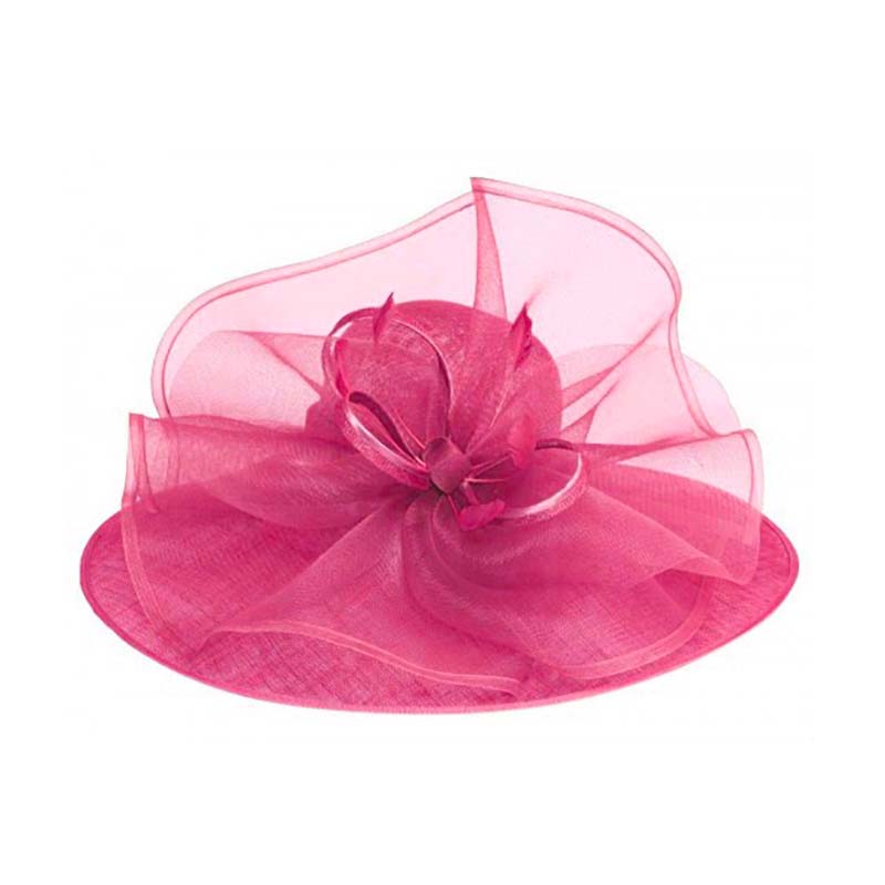 Sinamay Dress Hat with Large Mesh Flower Accent - Something Special Dress Hat Something Special Hat UQ6503 Hot PInk  