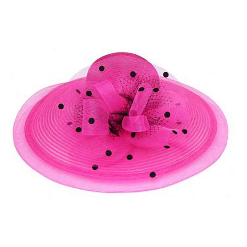 Polka Dot Tulle Crinoline Derby Hat Dress Hat Something Special Hat uq6608fc Fuchsia  