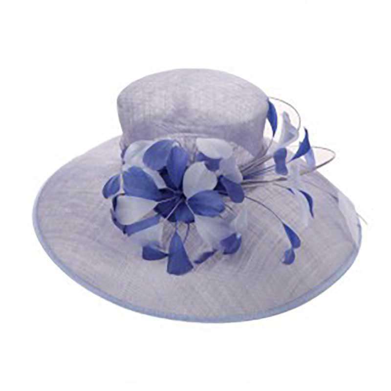 Tiffany Style Sinamay Dress Hat with Two Tone Feather Accent, Dress Hat - SetarTrading Hats 