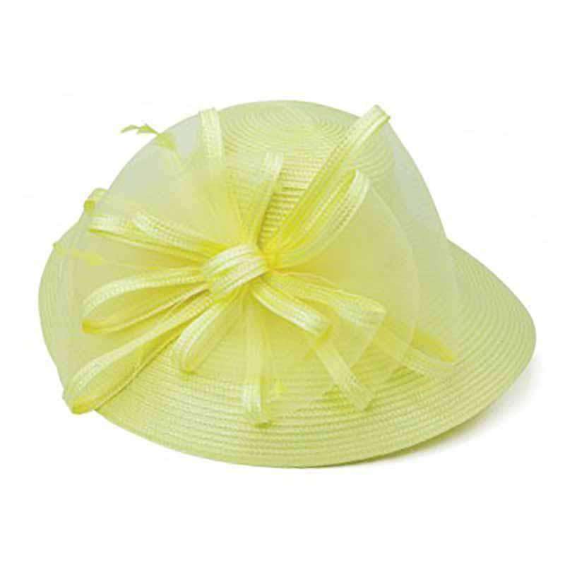 Braid Dress Hat with Trimmed Mesh Accent - Something Special Collection Dress Hat Something Special Hat uq6816py Pale Yellow  