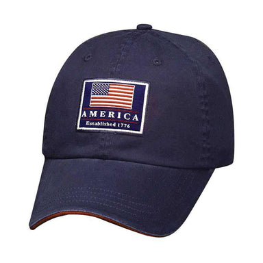 DPC Unstructured Twill Cap with USA Flag Cap Dorfman Hat Co. USA31NR Navy/Red