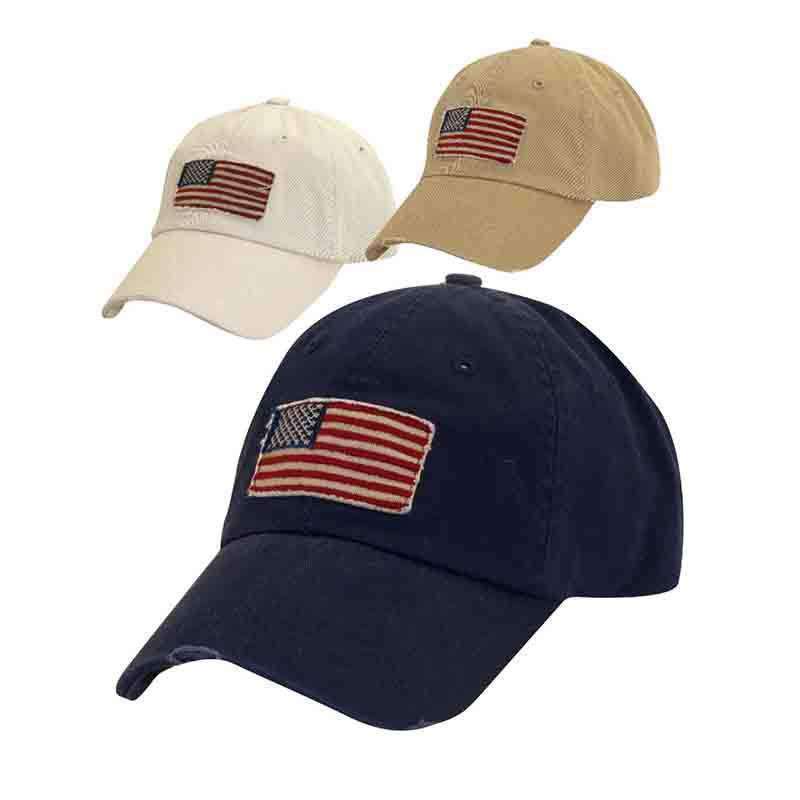 DPC Distressed Twill Cap with Frayed USA Flag Cap Dorfman Hat Co.    