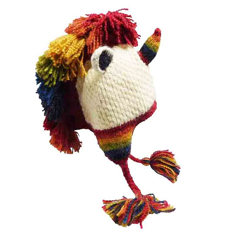 Peruvian Hand Knit Rainbow Unicorn Hat — SetarTrading Hats