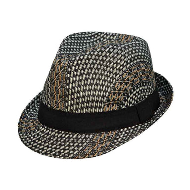 Unique Circular Woven Toyo Fedora - Kenny K. Hats Fedora Hat Great hats by Karen Keith T707N Black Medium (22 1/2") 