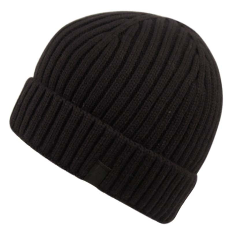 Unisex Fleece Lined Ribbed Knit Beanie - Angela & William Beanie Epoch Hats BN1921A Black  