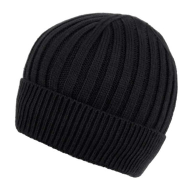 Unisex Sherpa Fleece Lined Knit Black Beanie - Angela & William, Beanie - SetarTrading Hats 