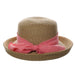 Up Brim Summer Hat with Chiffon Scarf - Scala Collection Hats Kettle Brim Hat Scala Hats    