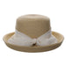 Up Brim Summer Hat with Chiffon Scarf - Scala Collection Hats Kettle Brim Hat Scala Hats    