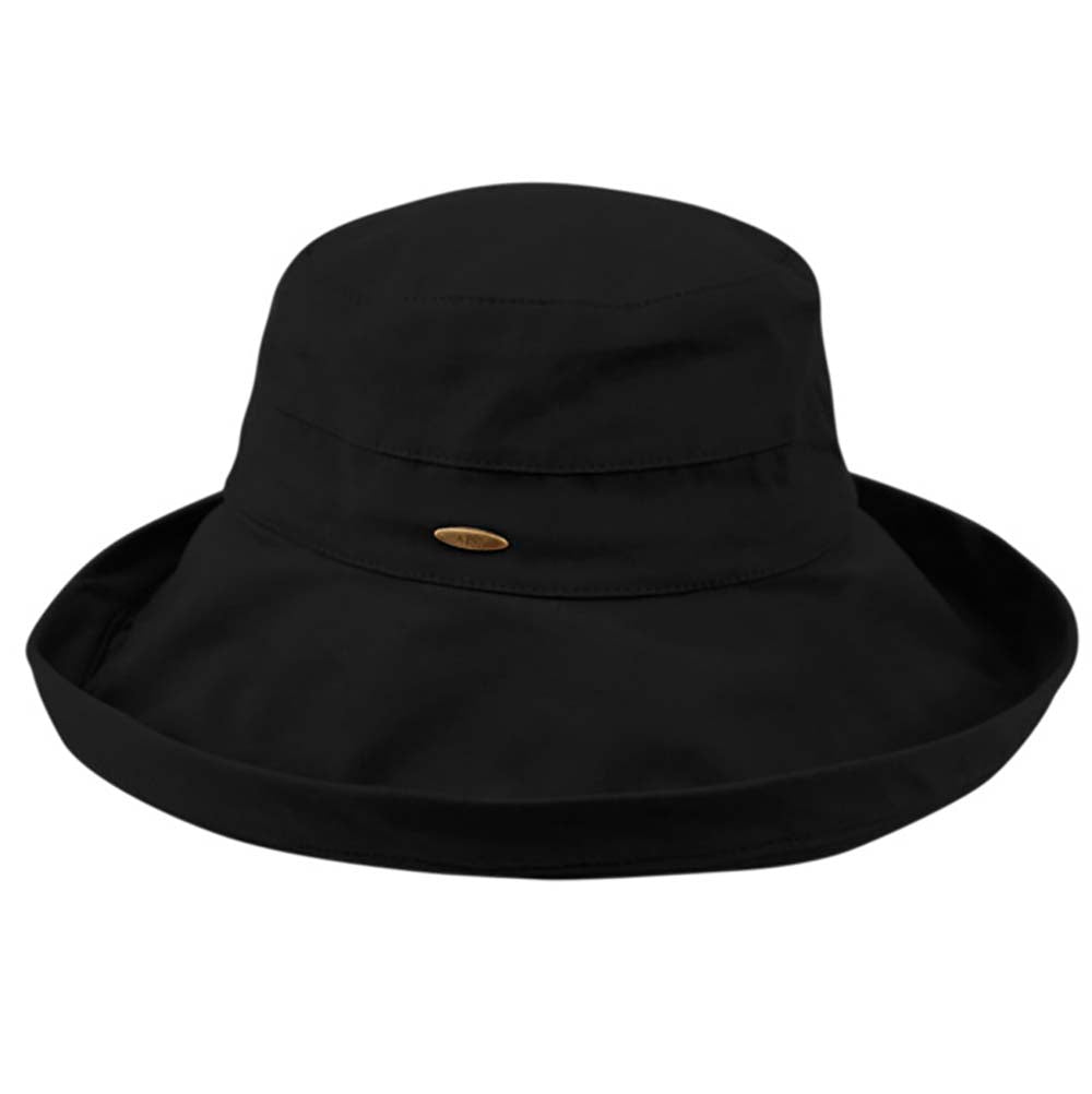Up Turned Brim Cotton Sun Hat - Angela & Williams Hats Kettle Brim Hat Epoch Hats CL1801-BK Black Large (59 cm) Plain Weave Cotton